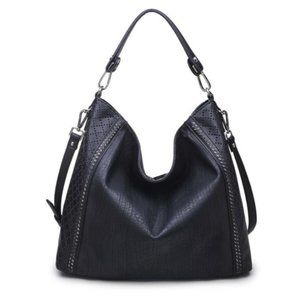 Urban Expressions Holland Hobo Large Chain perforated vegan leather purse black